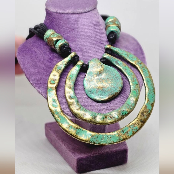 St Thomas Hammered Multi-Strand Boho Necklace 65$